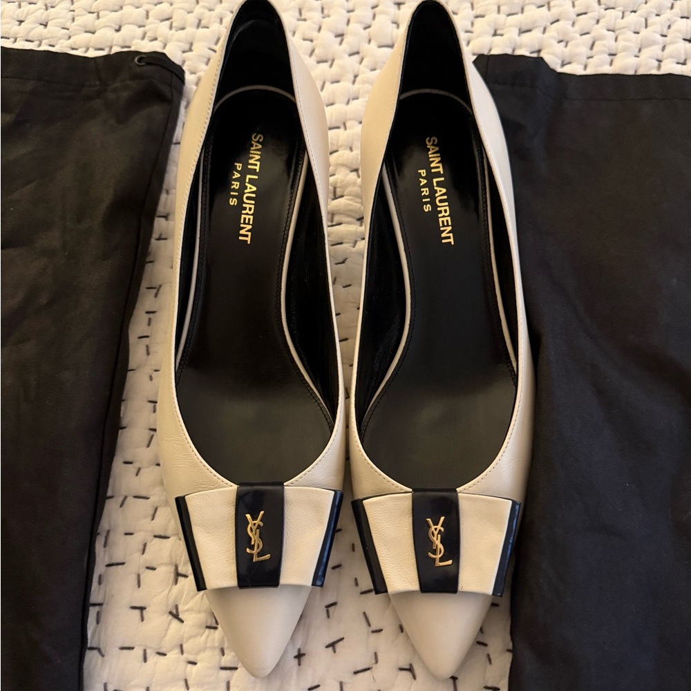 Saint Laurent Cream and Black Heels